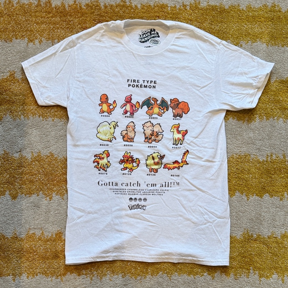 Skinnydip UK Pokemon fire types White ecru Short Sleeve Tee XS
